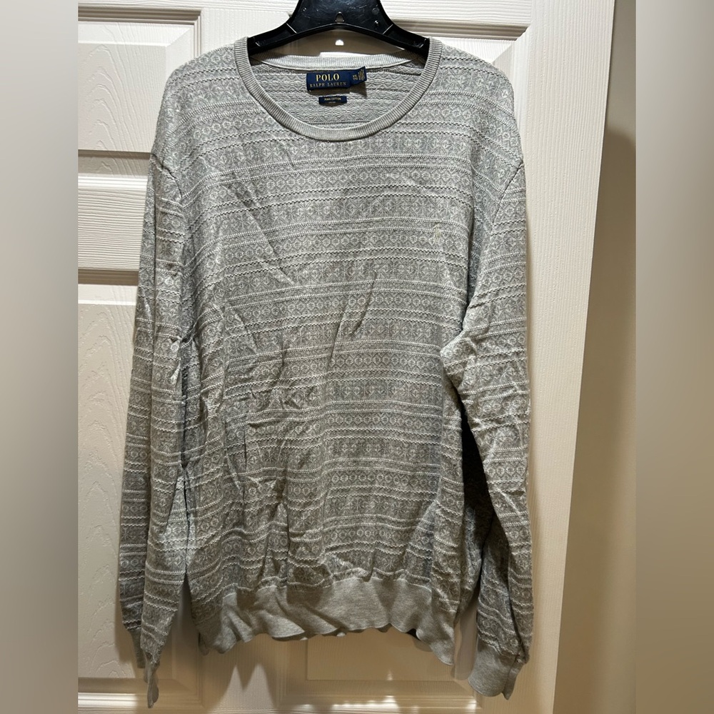 Polo by Ralph Lauren Light Gray Patterned Crewneck Sweater XL